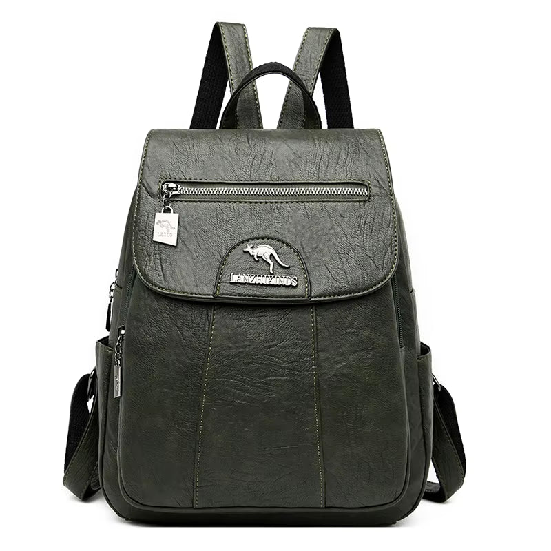 Women's High-Quality Sheepskin Leather Backpack - 9 Color Options for Travel and School Use