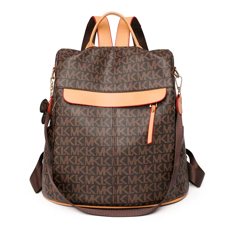 2024 Women's Fashion Soft Leather Backpack - Large Capacity White Travel Bag with Letter Pattern
