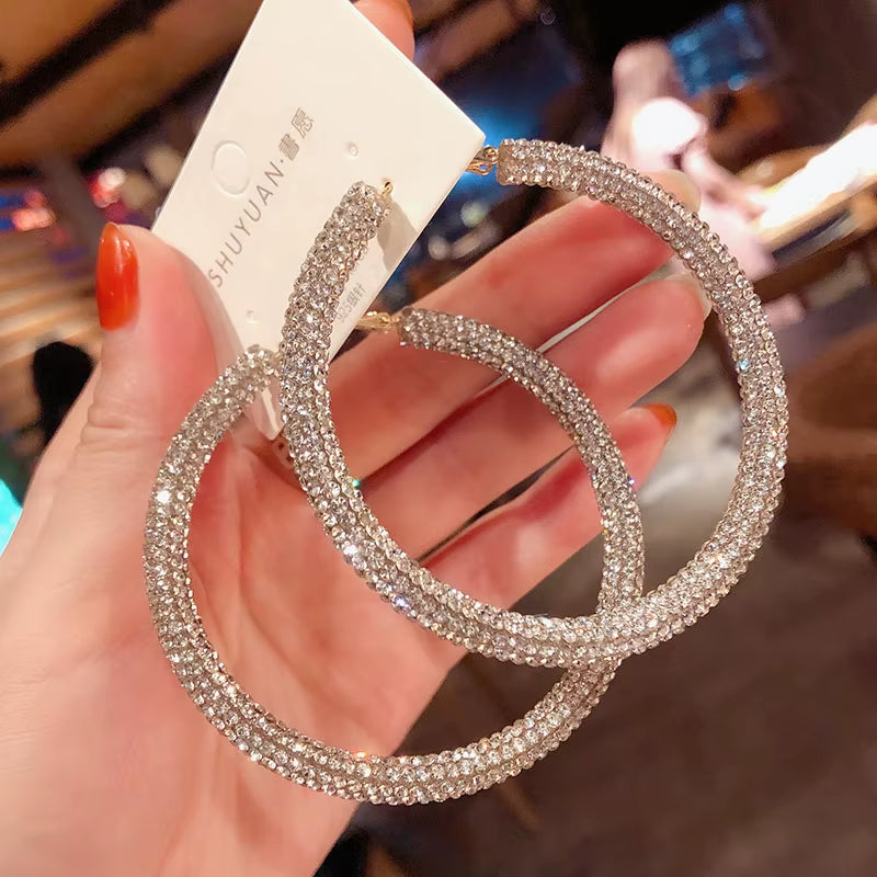 Elegant Crystal Circle Hoop Earrings for Women and Girls - Perfect for Parties and Special Occasions