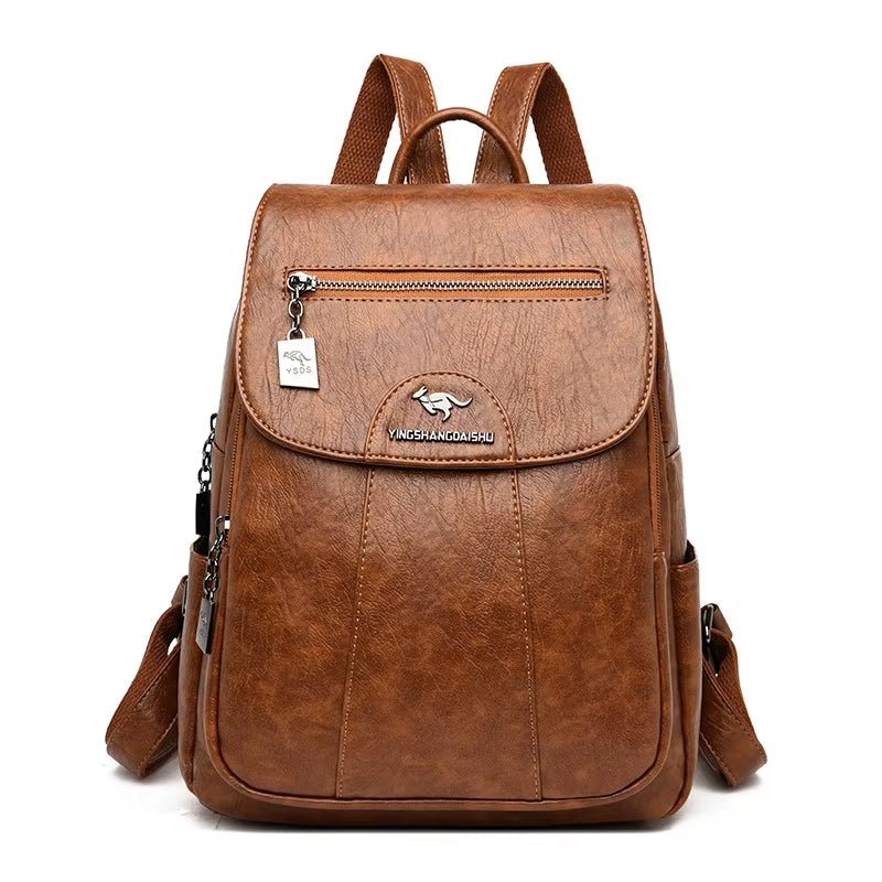 Women's High-Quality Sheepskin Leather Backpack - 9 Color Options for Travel and School Use