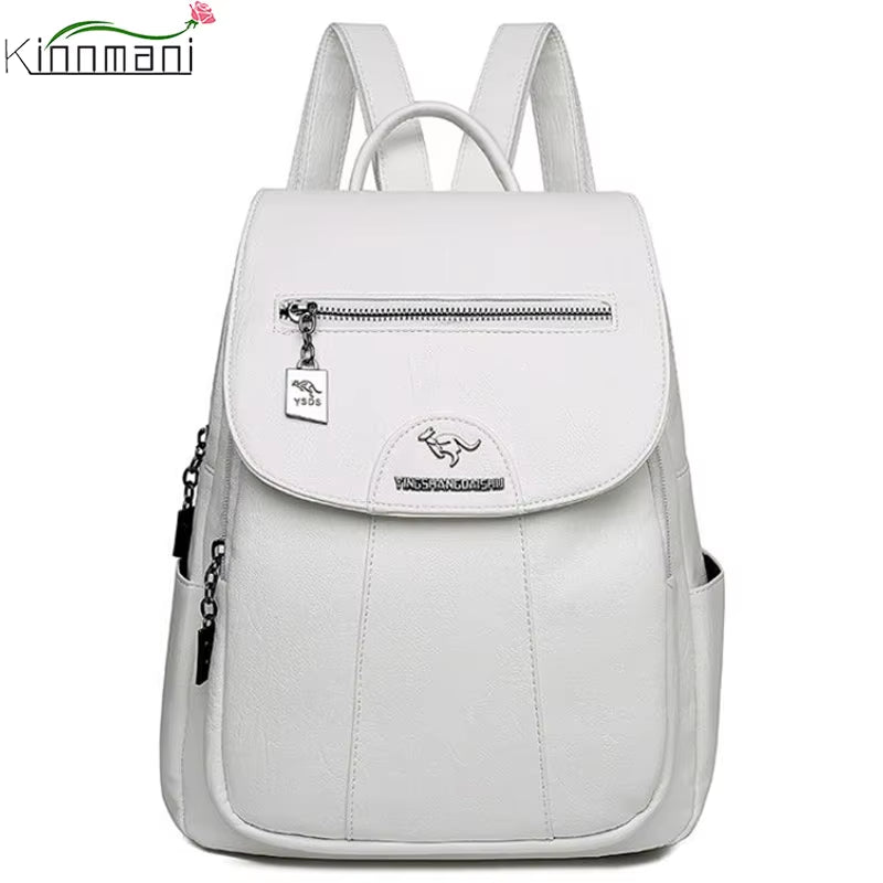 Women's High-Quality Sheepskin Leather Backpack - 9 Color Options for Travel and School Use