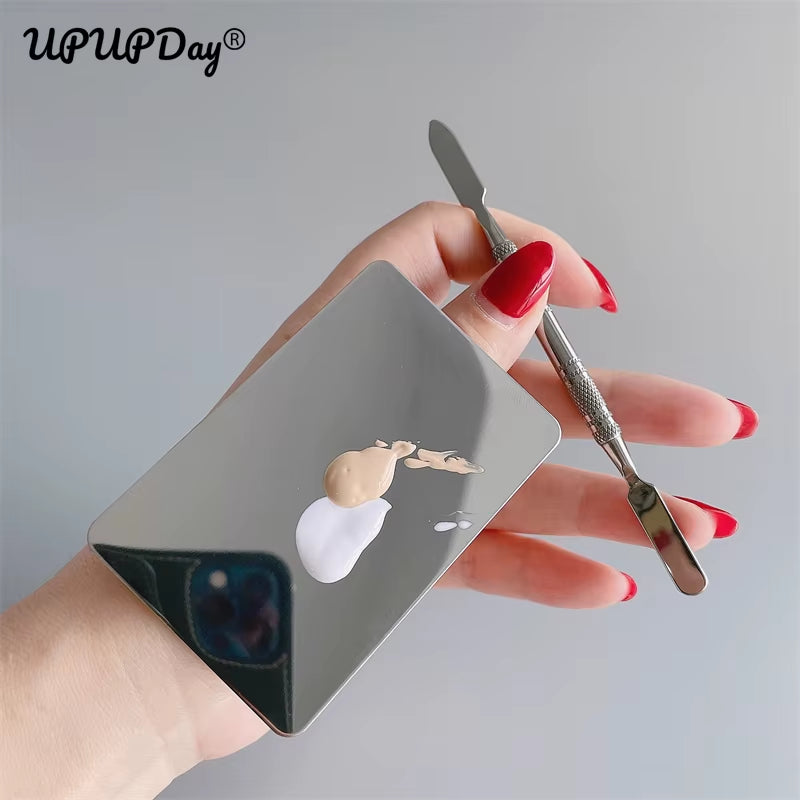 Ring Cosmetics Stainless Steel Makeup Mixing Palette with Spatula for Toning, Concealer, Lipstick, and Liquid Foundation