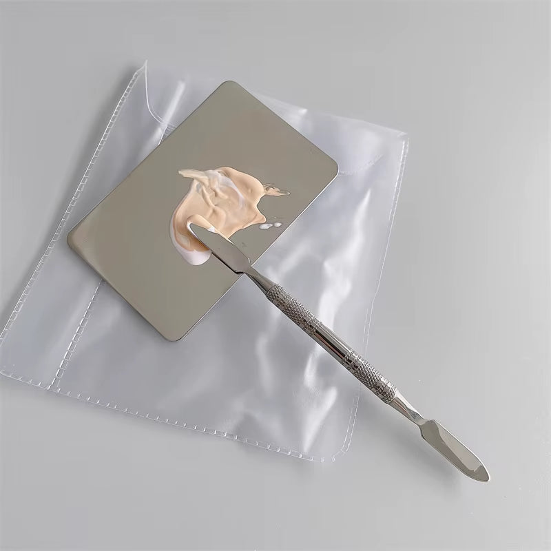 Ring Cosmetics Stainless Steel Makeup Mixing Palette with Spatula for Toning, Concealer, Lipstick, and Liquid Foundation