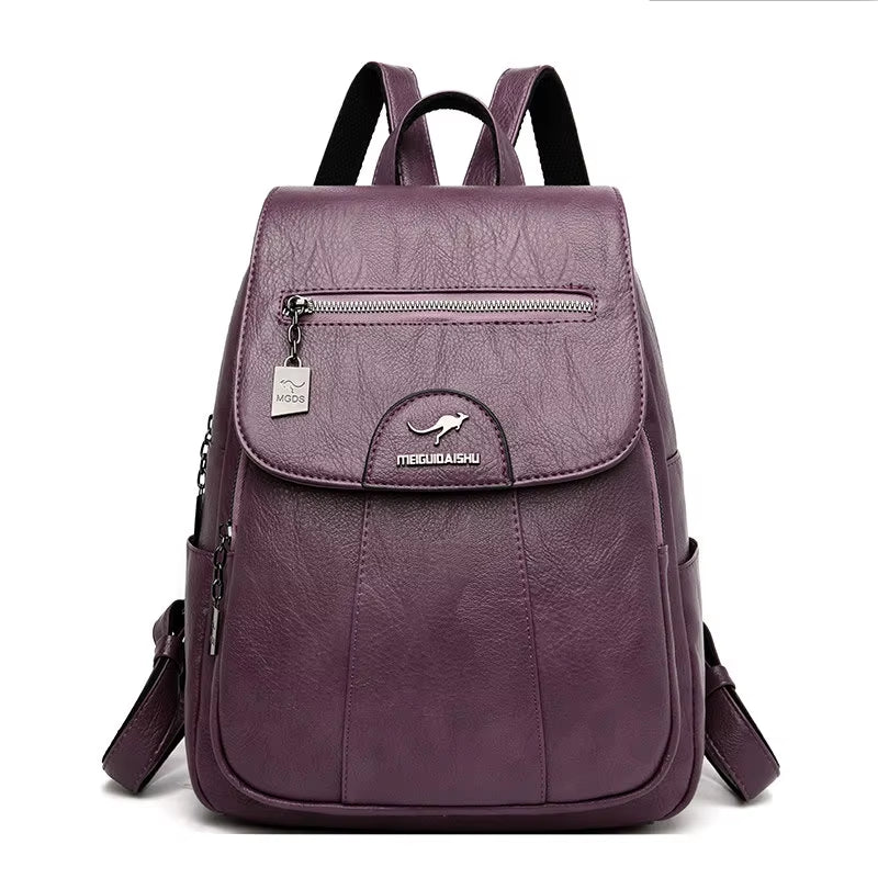 Women's High-Quality Sheepskin Leather Backpack - 9 Color Options for Travel and School Use