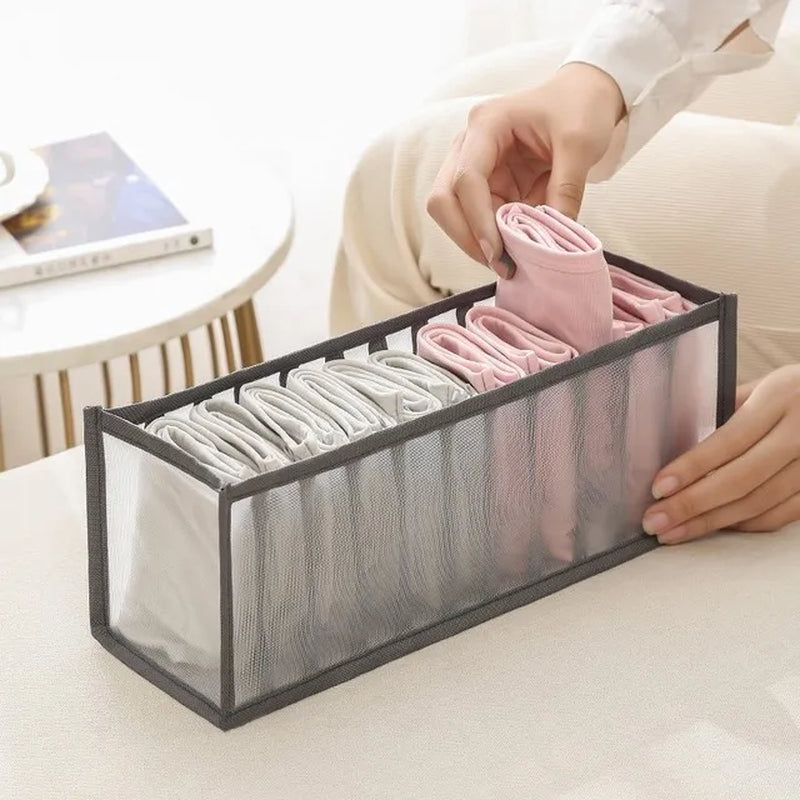 Clothing Storage Baskets and Organizers for Closet Separation - Underwear, Bra, Sock, and Pants Compartment Boxes for Home Storage
