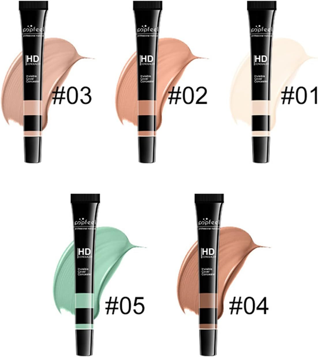 Professional HD Concealer and Corrector in 5 Shades - Waterproof Creamy Stick for Dark Circles, Wrinkles, and 3D Contouring
