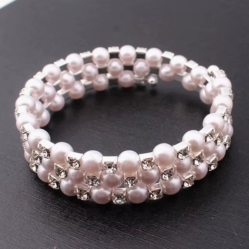Sophisticated Multilayer Pearl and Crystal Bracelet for Women - Ideal for Weddings and Special Occasions