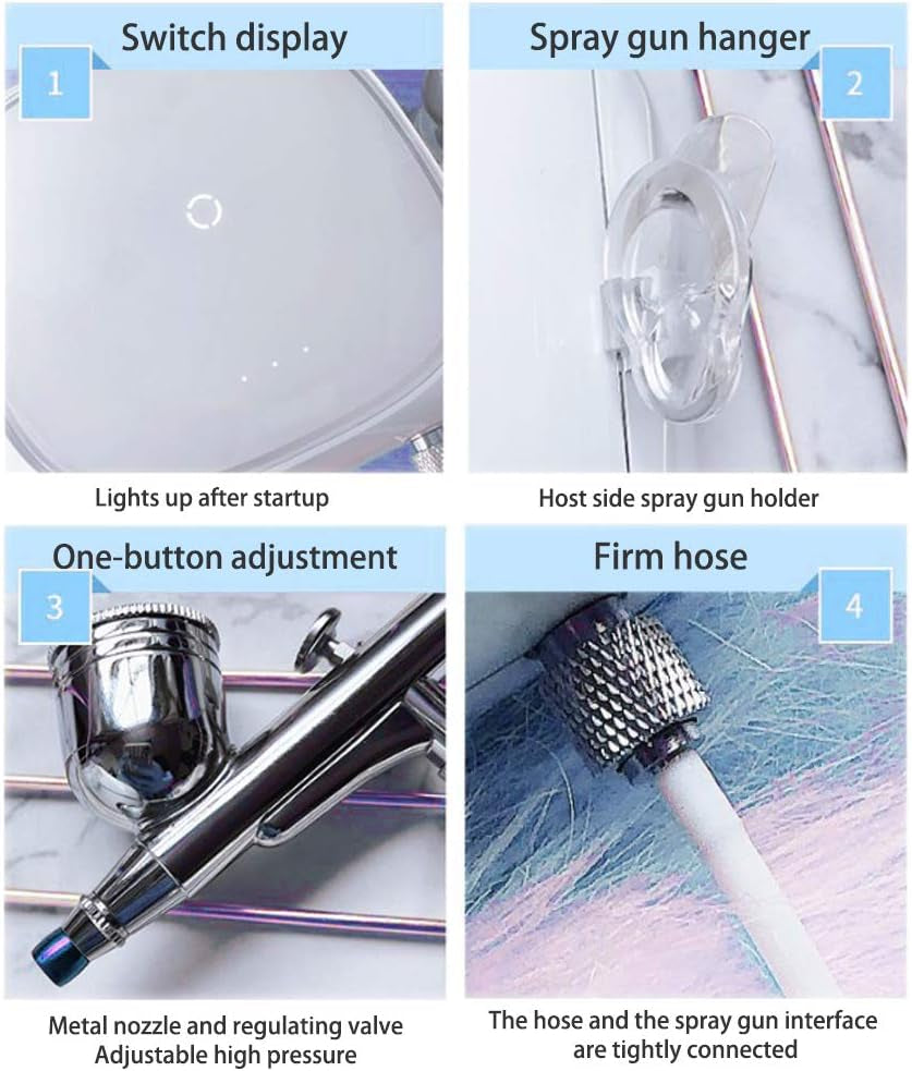 Professional Airbrush Makeup Kit with Rechargeable Compressor for Skin Care, Nail Art, and Tattoo Applications