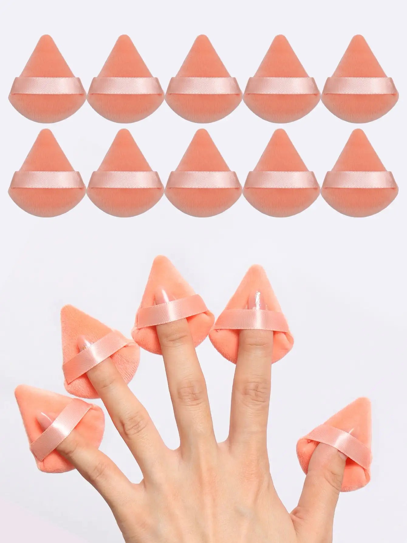 10-Piece Triangle Velvet Powder Puff Set, Soft Makeup Blending Sponges for Face Contouring and Precision Application