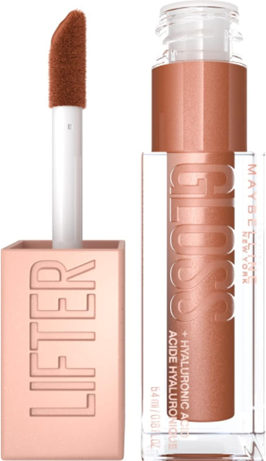 Maybelline Lifter Gloss - Bronze Hydrating Lip Gloss with Hyaluronic Acid, Non-Sticky Formula, Shade 018