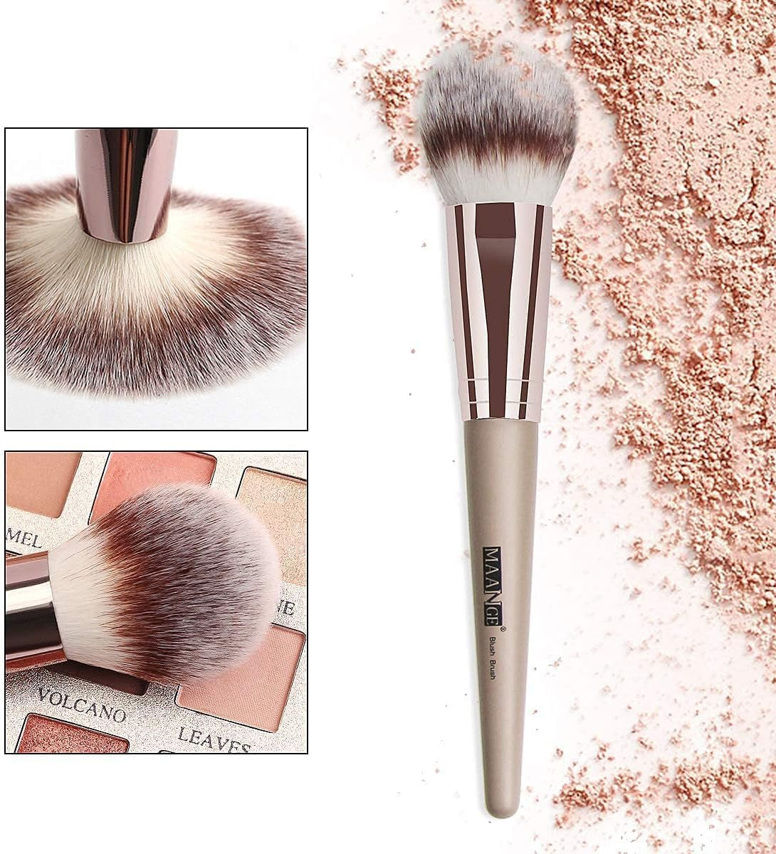 18-Piece Professional Premium Synthetic Makeup Brush Set with Case - Foundation, Kabuki, and Eye Brushes in Champagne Gold