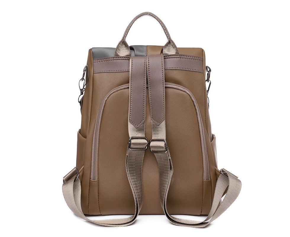 Women's Retro Soft PU Anti-Theft Shoulder Backpack for Travel