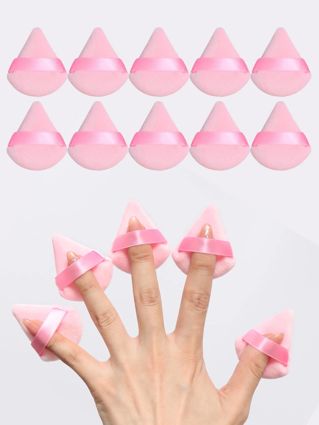 10-Piece Triangle Velvet Powder Puff Set, Soft Makeup Blending Sponges for Face Contouring and Precision Application