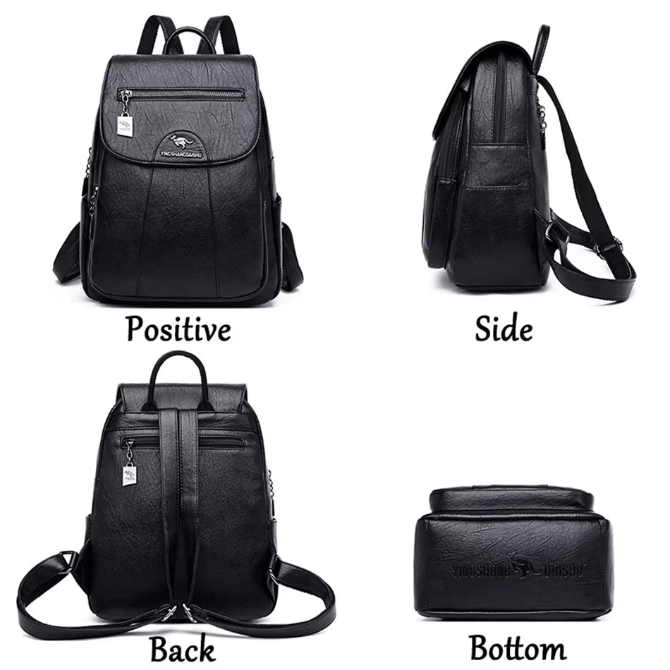 Women's High-Quality Sheepskin Leather Backpack - 9 Color Options for Travel and School Use