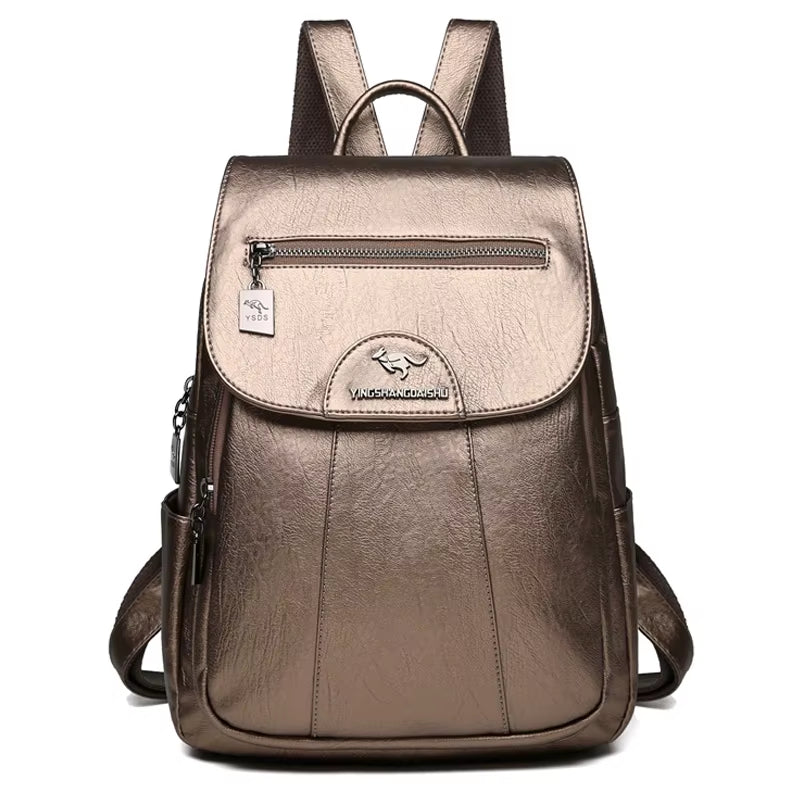 Women's High-Quality Sheepskin Leather Backpack - 9 Color Options for Travel and School Use