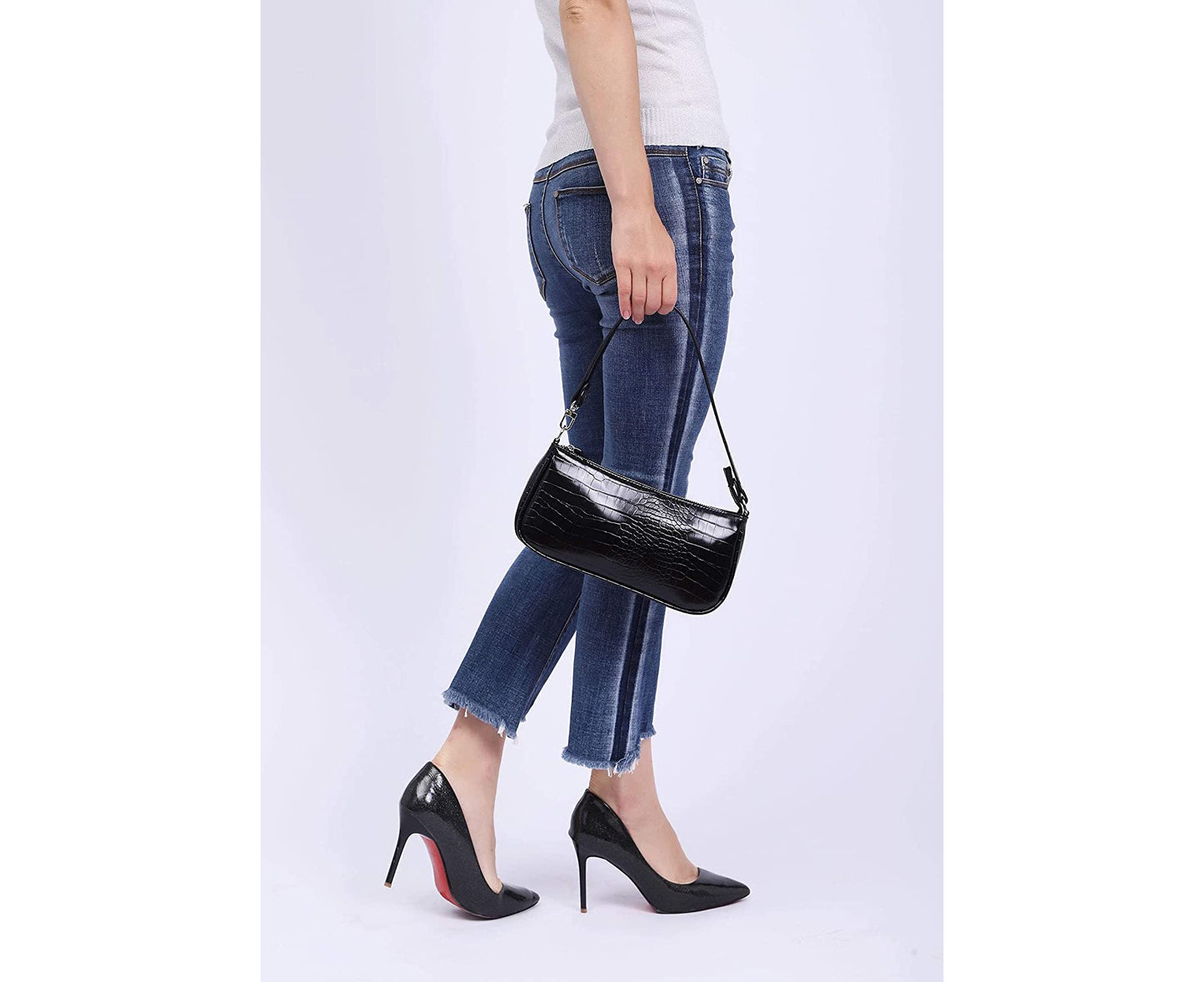 Elegant Mini Shoulder Bags for Women with Crocodile Pattern Design