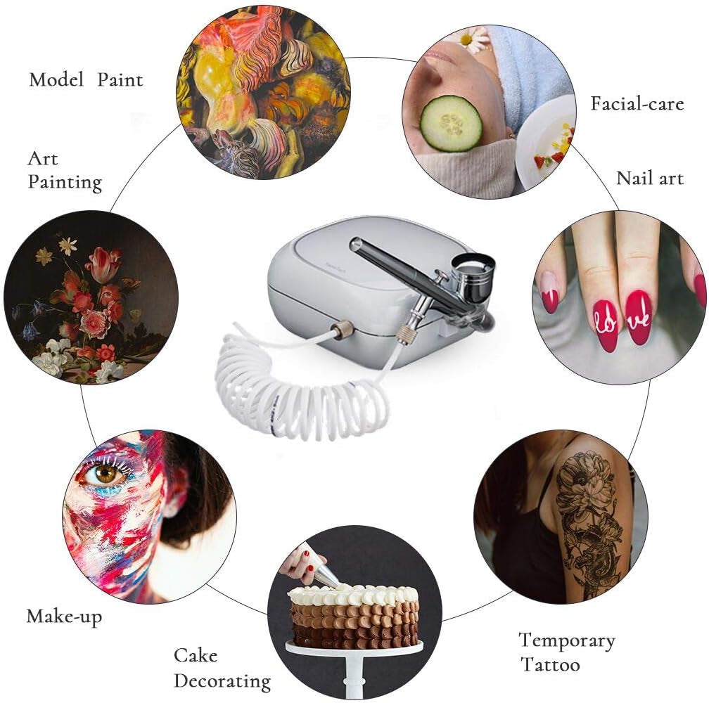 Professional Airbrush Makeup Kit with Rechargeable Compressor for Skin Care, Nail Art, and Tattoo Applications