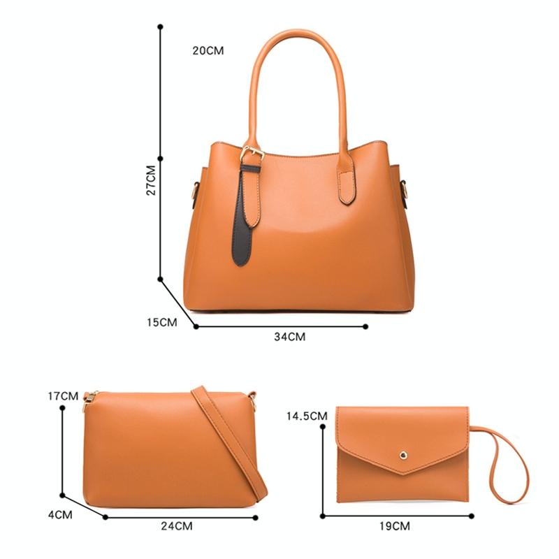 Large Capacity 3-in-1 Diagonal Handbags in Pink Pu Leather
