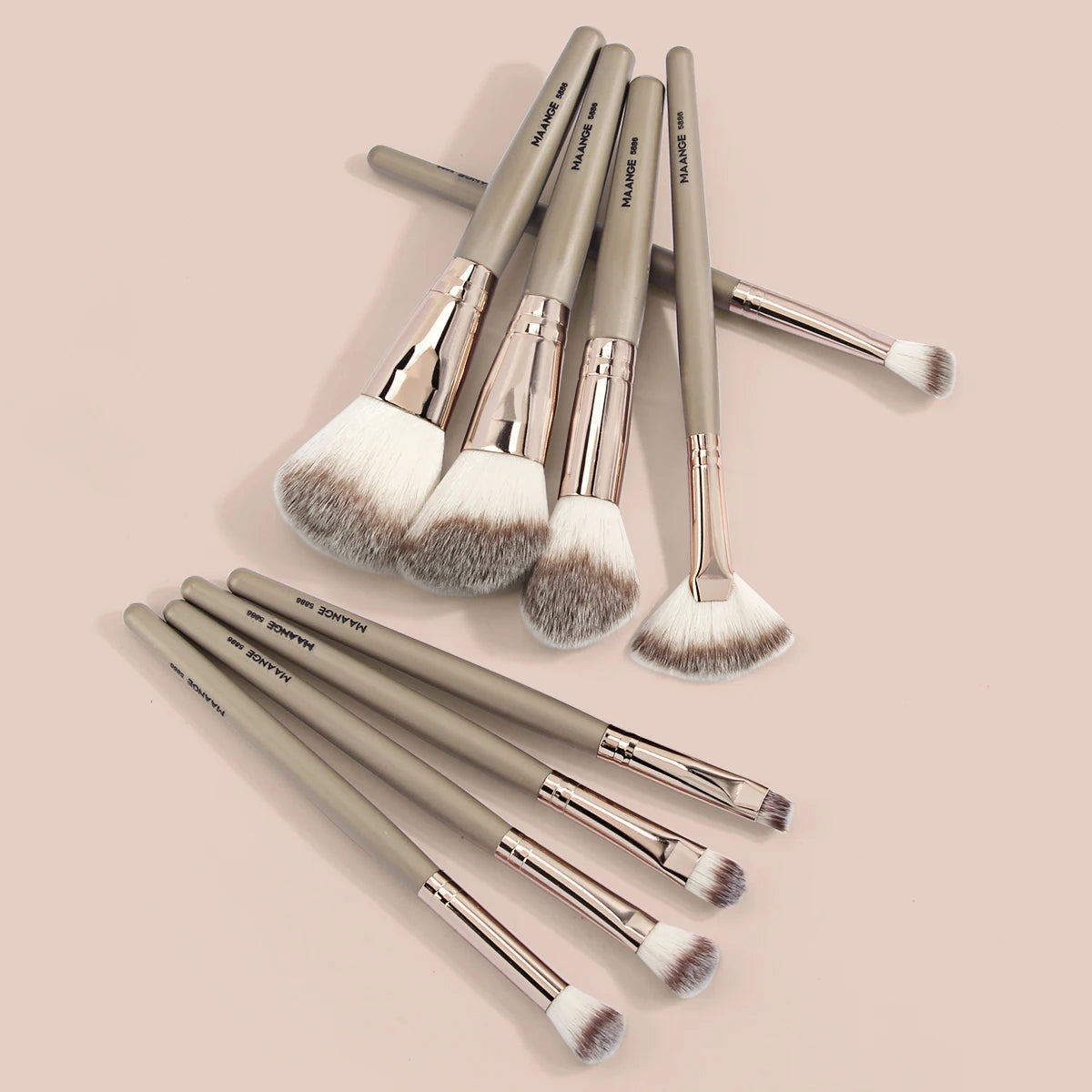 9-Piece Premium Makeup Brush Set for Foundation, Concealer, Eyeshadow, and Blush - Essential Tools for Blending Liquid and Cream Products