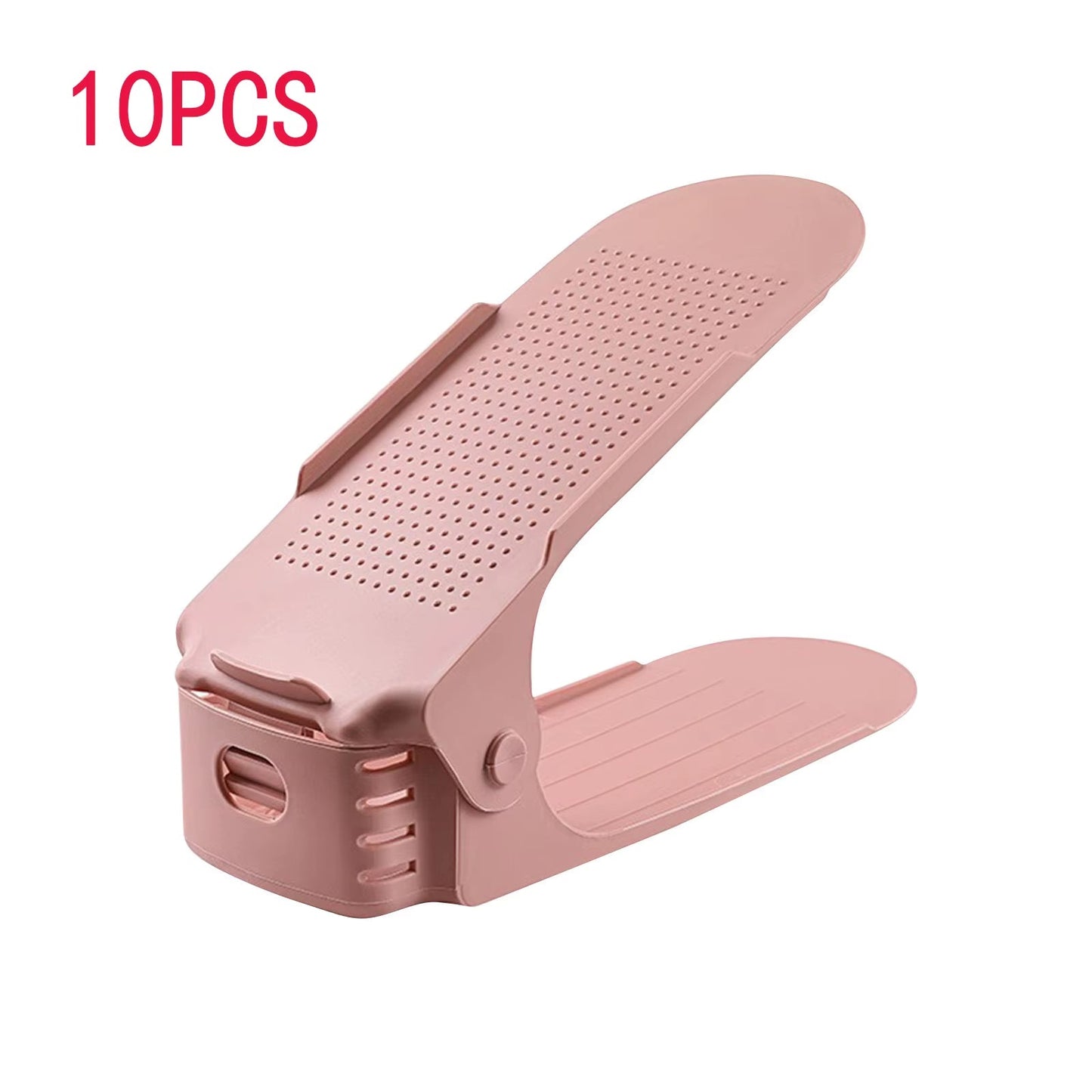 10-Piece Adjustable Double-Layer Shoe Rack - Durable and Space-Saving Storage Solution for High Heels and Footwear