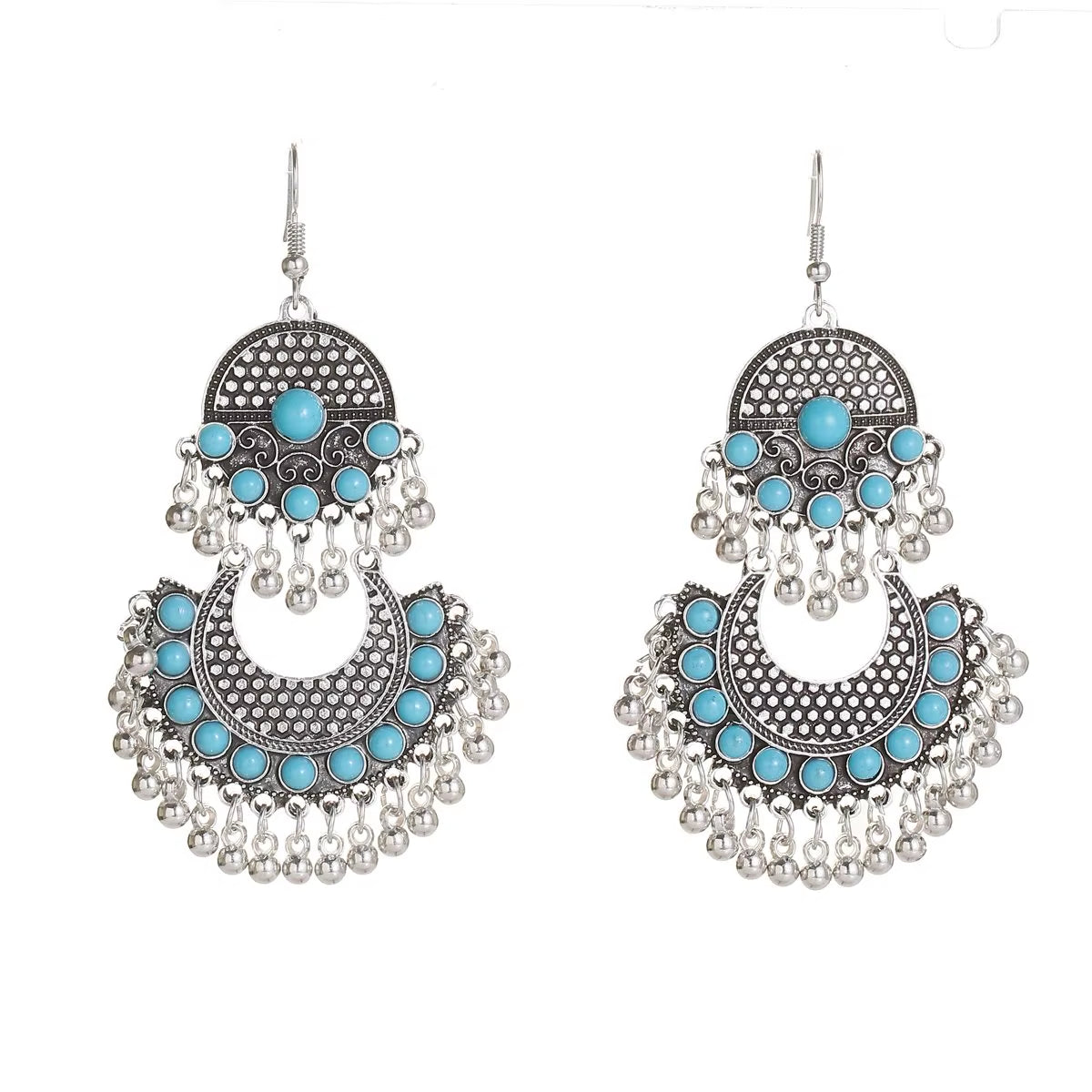 Women's Gold-Plated Large Round Indian Jhumka Earrings with Pearl Tassel Drop - Ethnic Gypsy Fashion Jewelry 2022