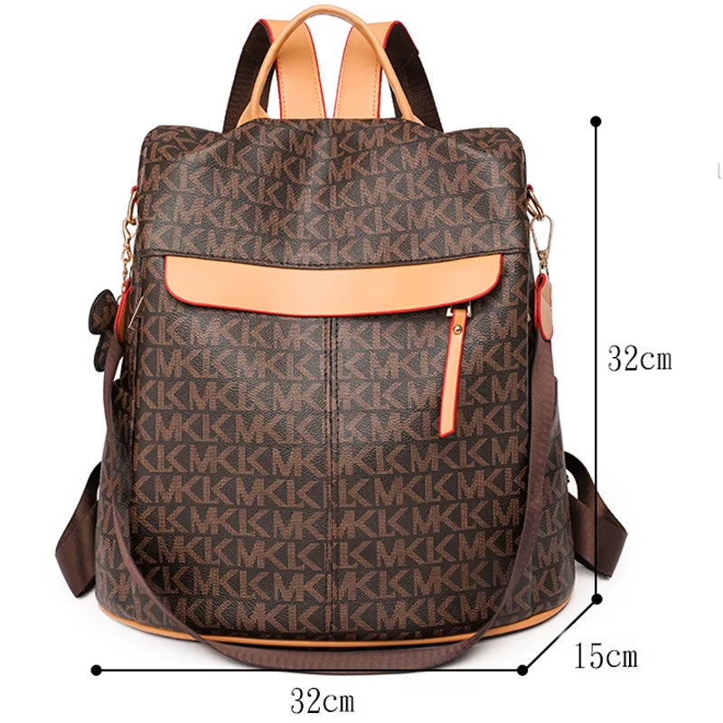 2024 Women's Fashion Soft Leather Backpack - Large Capacity White Travel Bag with Letter Pattern