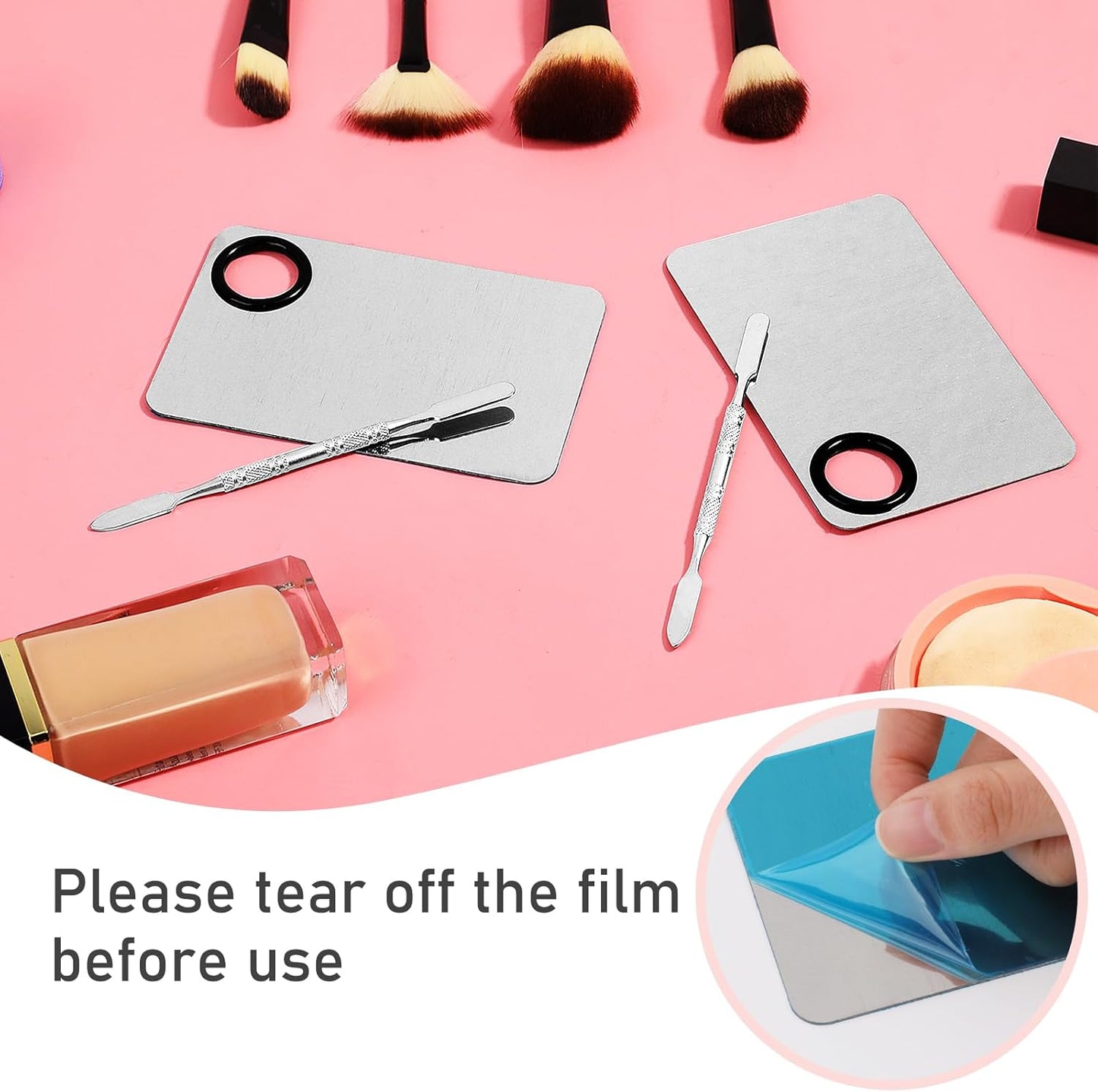 Makeup Mixing Palette Set with Spatula - Includes 2 Palettes and 2 Color Sticks for Foundation and Contouring - Travel-Friendly Makeup Tools