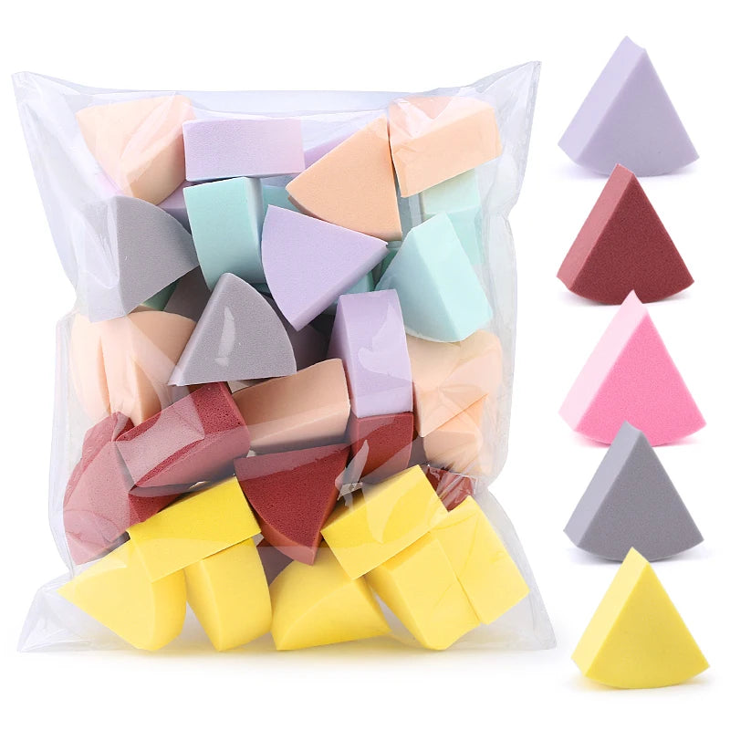 Triangle Makeup Blender Set - 20/50 Pcs in 7 Colors for Liquid Foundation and Powder, Suitable for Wet and Dry Application