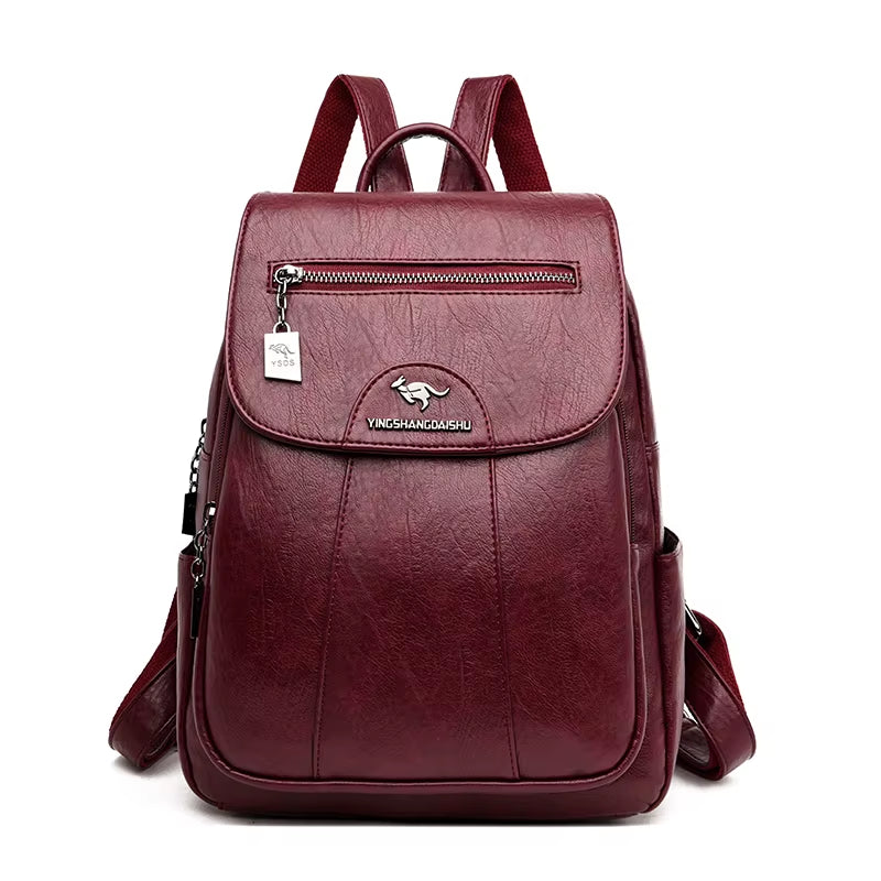 Women's High-Quality Sheepskin Leather Backpack - 9 Color Options for Travel and School Use