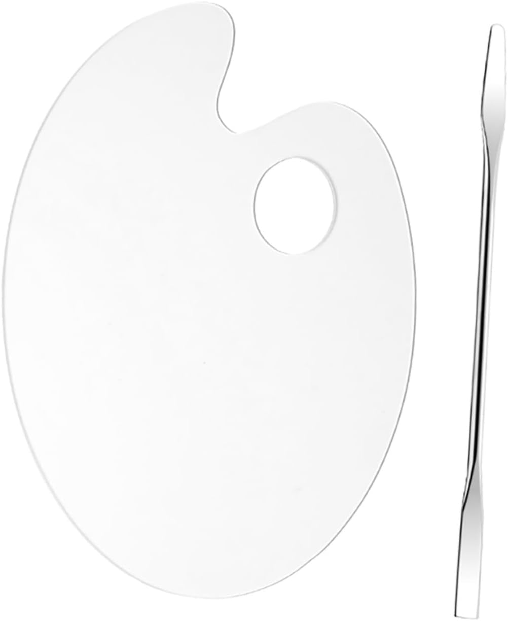 Dual-Function Acrylic Makeup Mixing Palette with Spatulas for Professional Makeup Artists and Beauty Enthusiasts