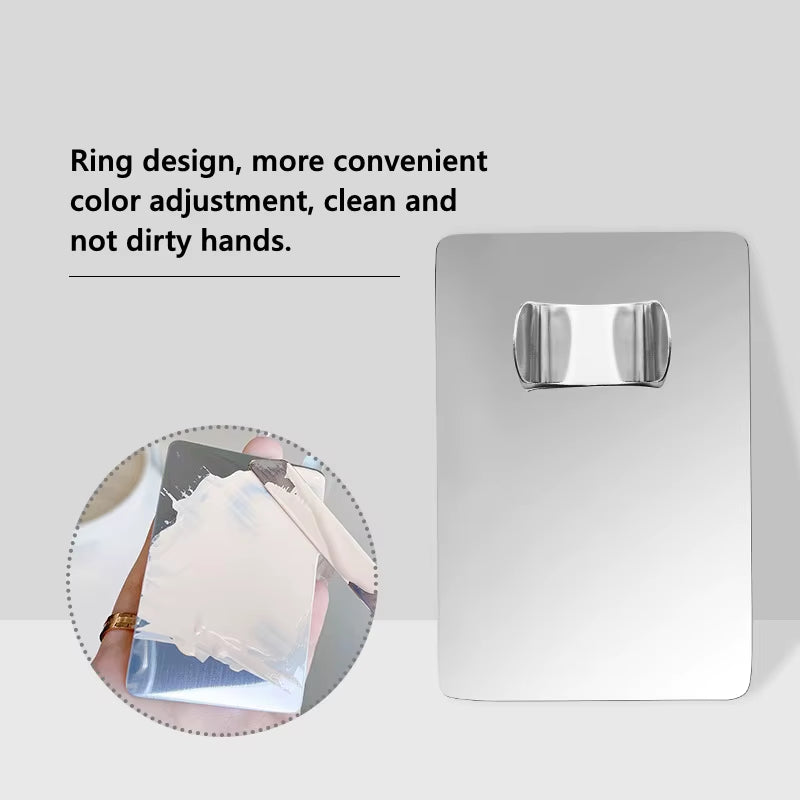 Ring Cosmetics Stainless Steel Makeup Mixing Palette with Spatula for Toning, Concealer, Lipstick, and Liquid Foundation