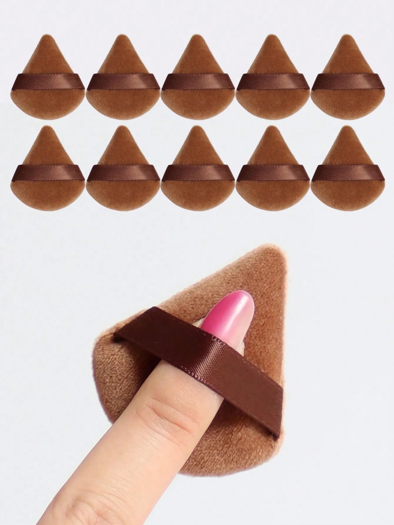 10-Piece Triangle Velvet Powder Puff Set, Soft Makeup Blending Sponges for Face Contouring and Precision Application