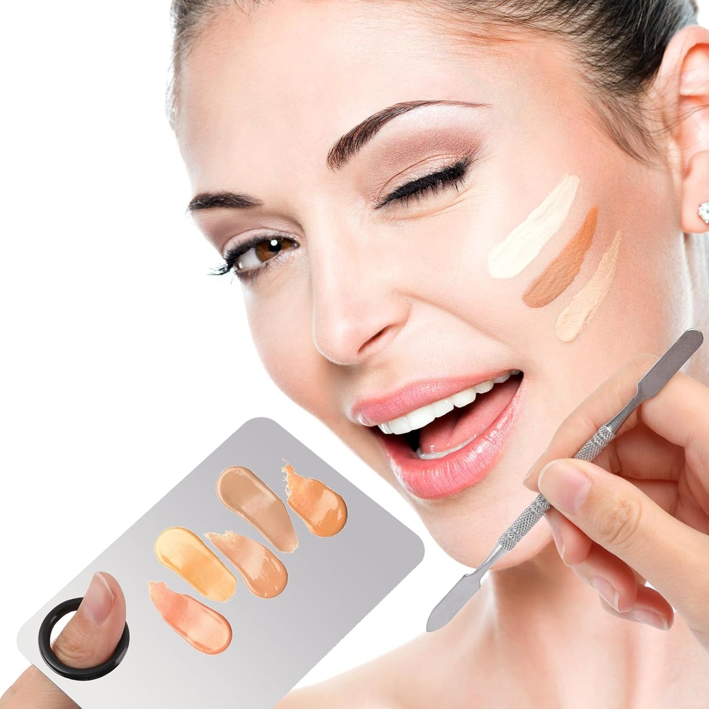 Makeup Mixing Palette Set with Spatula - Includes 2 Palettes and 2 Color Sticks for Foundation and Contouring - Travel-Friendly Makeup Tools