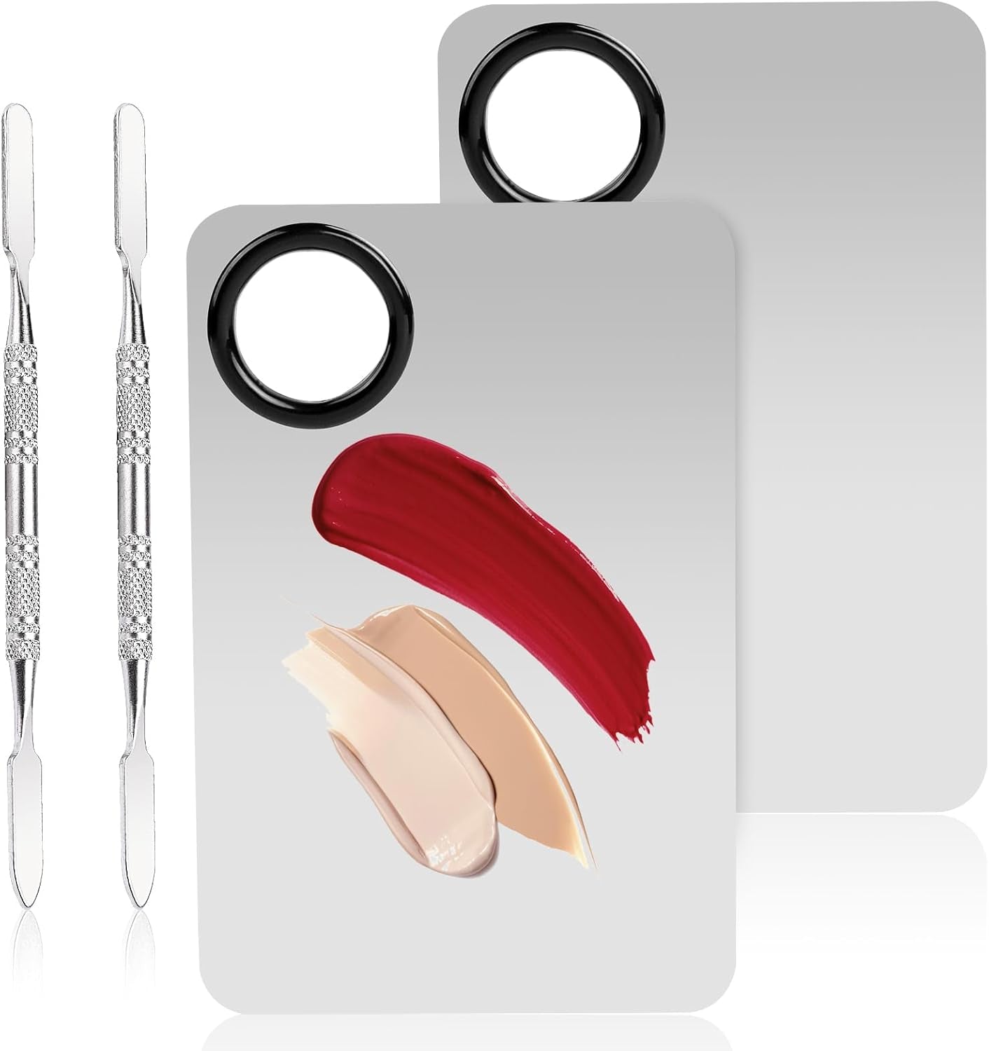Makeup Mixing Palette Set with Spatula - Includes 2 Palettes and 2 Color Sticks for Foundation and Contouring - Travel-Friendly Makeup Tools