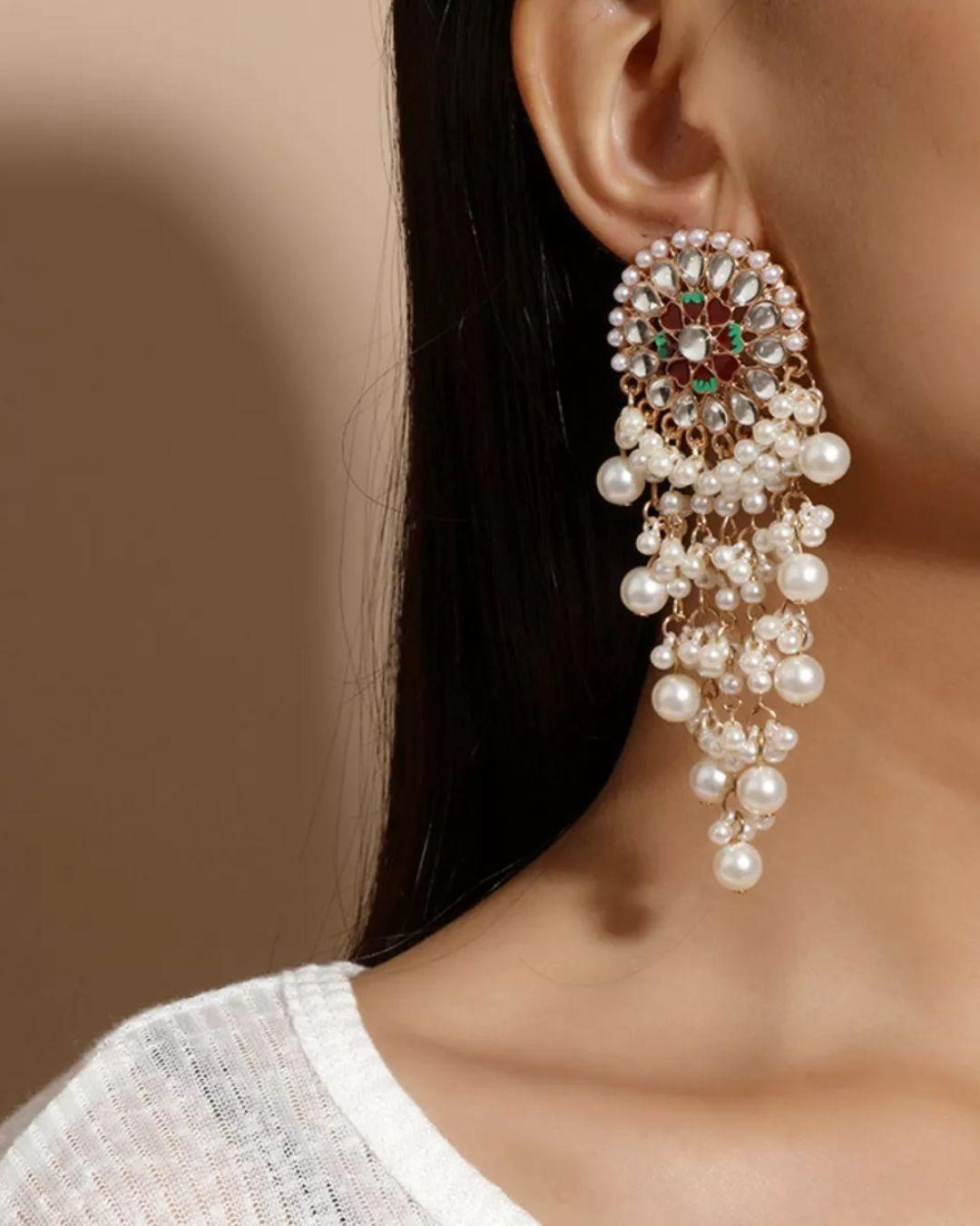 Pearl Fringe Dangle Earrings