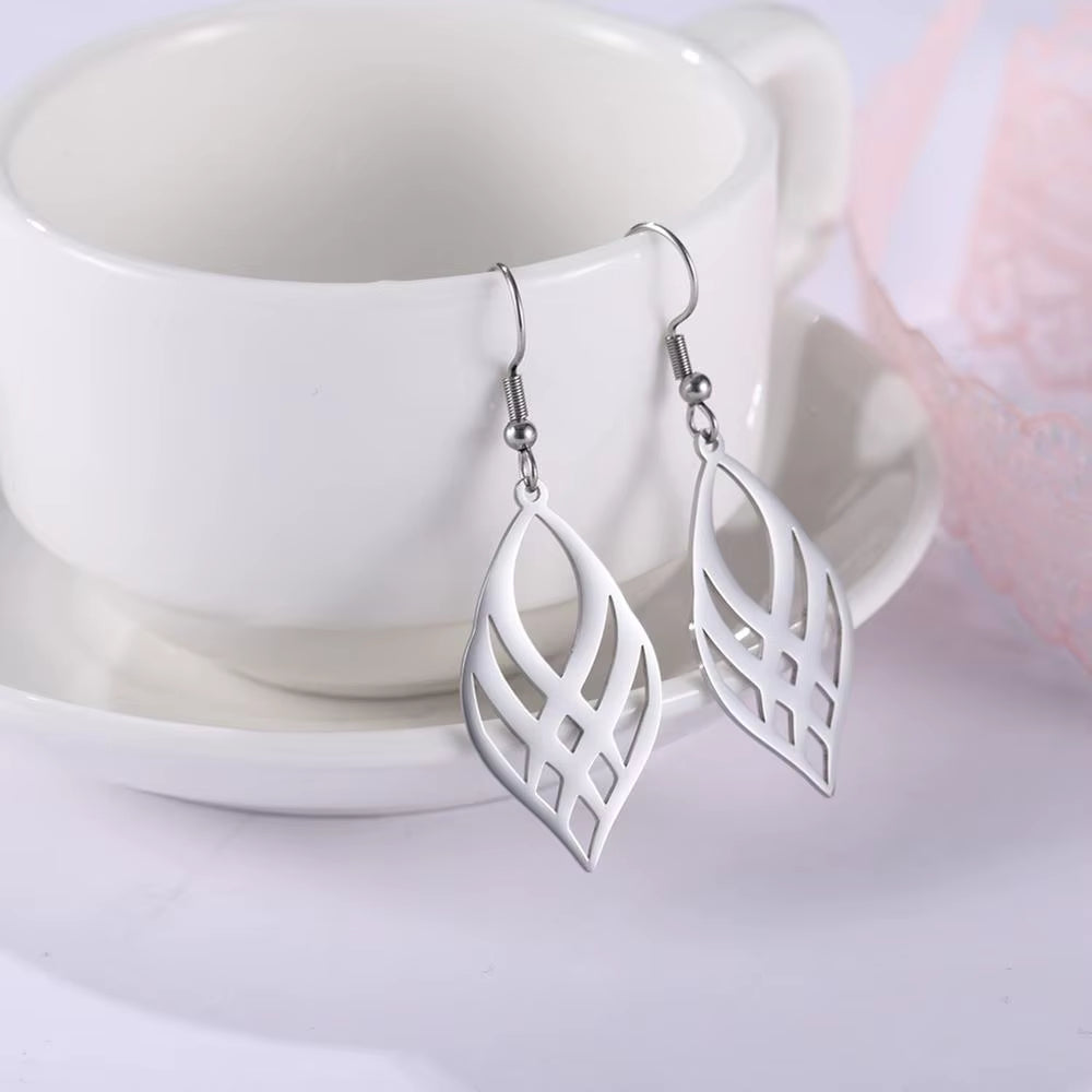 Stainless Steel Symmetrical Geometry Drop Earrings for Women - Elegant Golden and Black Statement Jewelry Wholesale