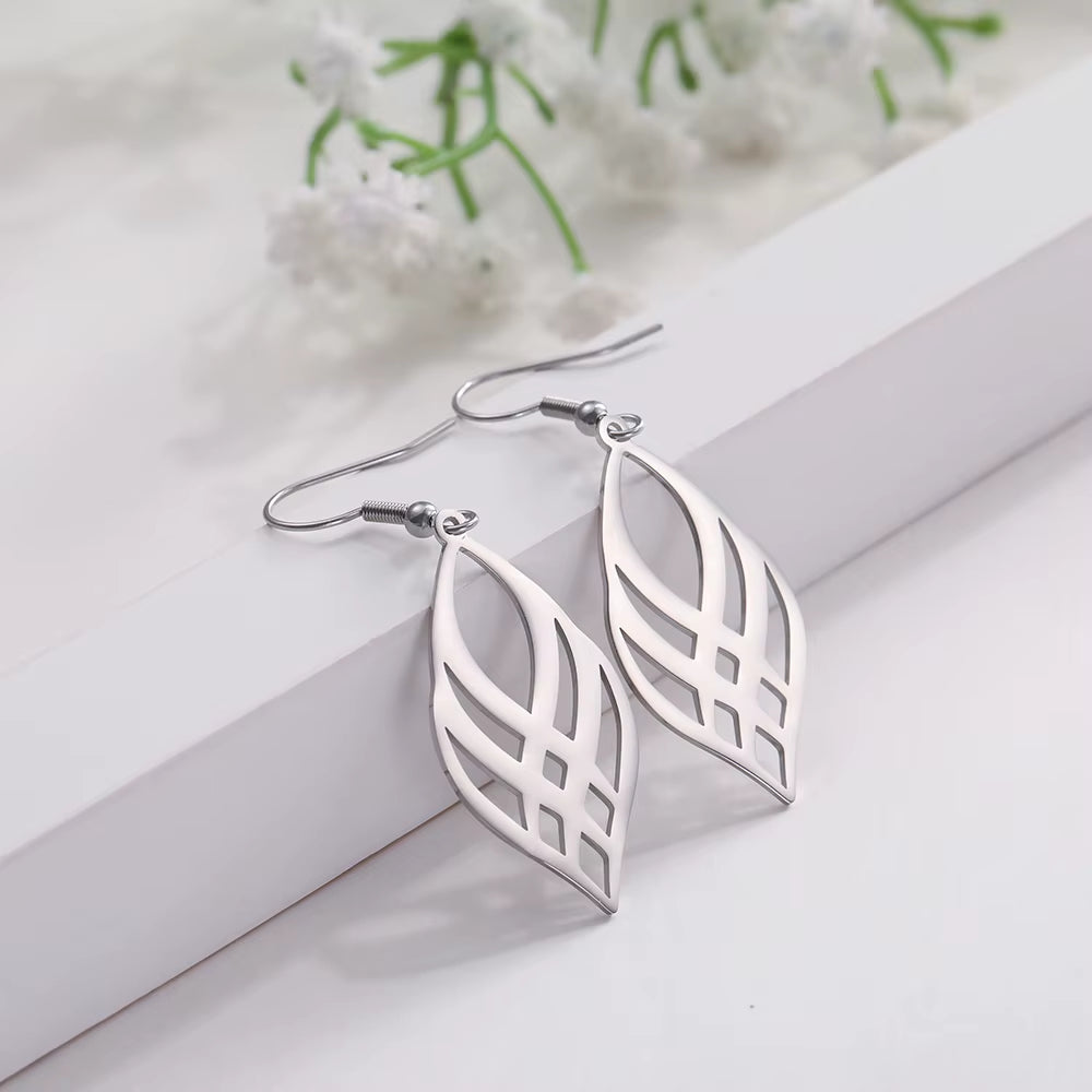 Stainless Steel Symmetrical Geometry Drop Earrings for Women - Fashionable Golden and Black Statement Jewelry Wholesale