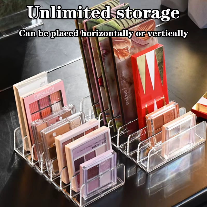 Clear Eyeshadow Palette Organizer - Cosmetic Storage Tray and Makeup Tool Compartment Holder for Women and Girls