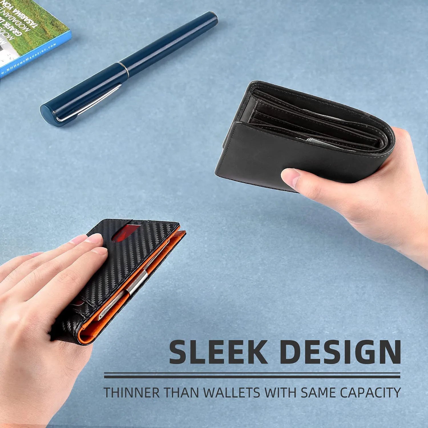 Men's Slim Card Wallet with 12 RFID-Blocking Card Slots - Ideal Gift for Fathers