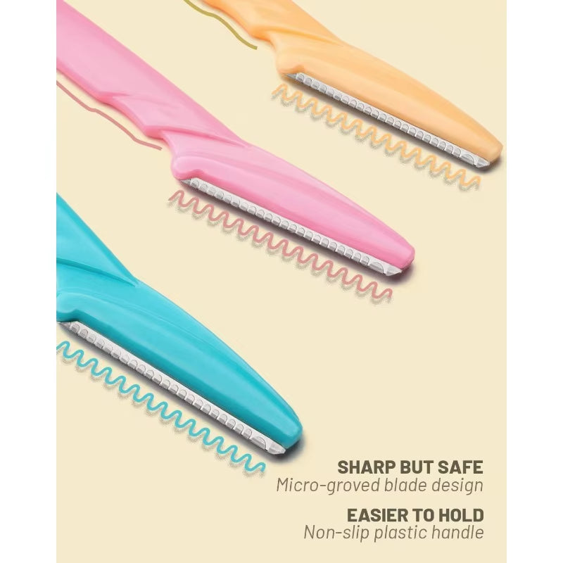Professional Eyebrow Razor Set for Women - 12 Piece Dermaplaning Facial Hair Removal Tools