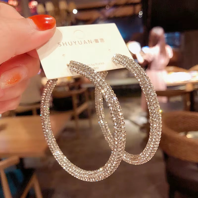 Elegant Crystal Circle Hoop Earrings for Women and Girls - Perfect for Parties and Special Occasions