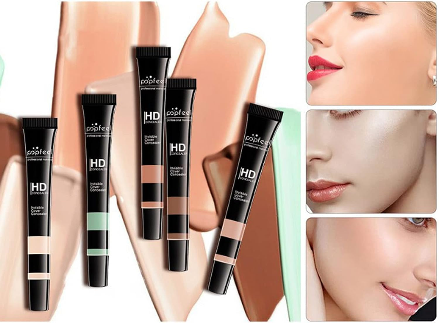 Professional HD Concealer and Corrector in 5 Shades - Waterproof Creamy Stick for Dark Circles, Wrinkles, and 3D Contouring
