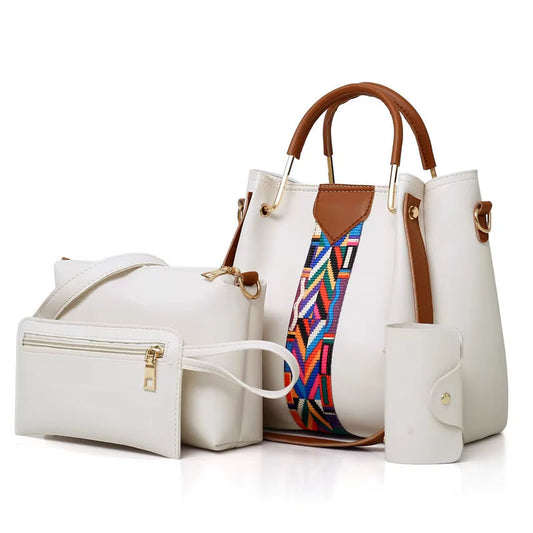 Women's Four-Piece Casual Tote and Crossbody Bag Set - Fashionable PU Soft Handbags and Messenger Bags