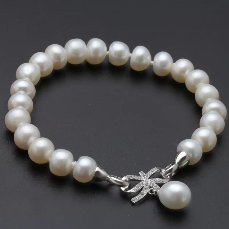 Elegant Freshwater Button Pearl Bracelet for Women - Natural Pearl Jewelry Gift for Birthdays - Premium Quality