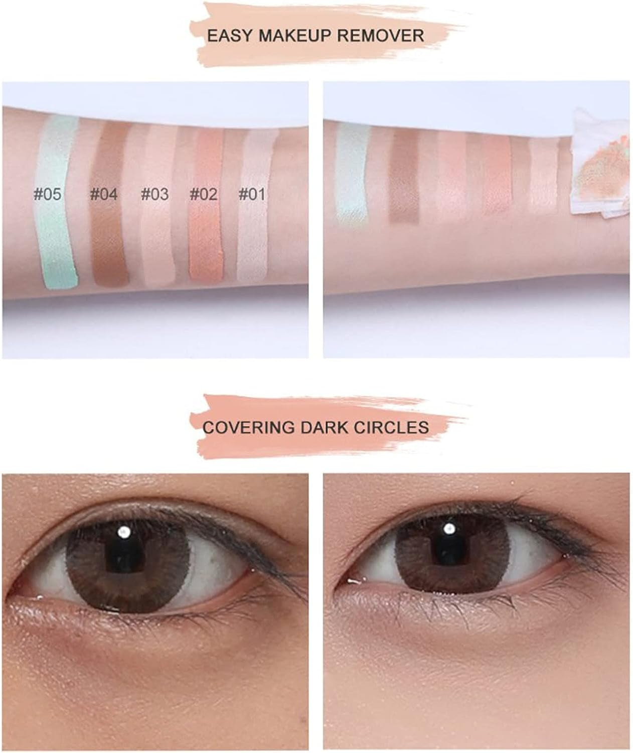 Professional HD Concealer and Corrector in 5 Shades - Waterproof Creamy Stick for Dark Circles, Wrinkles, and 3D Contouring