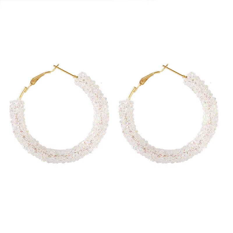 Austrian Crystal Hoop Earrings with Rhinestone Details - Sophisticated Bohemian Jewelry for Women