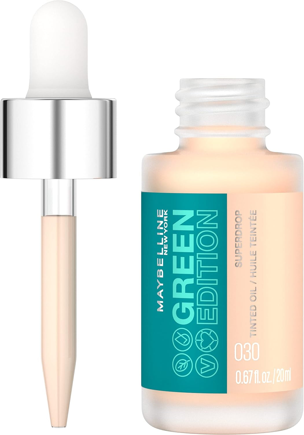 Maybelline Green Edition Superdrop Tinted Oil Foundation - Adjustable Natural Coverage, 8 Shades Available, Enriched with Jojoba and Marula Oil, 30ml (0.67 Fl Oz)