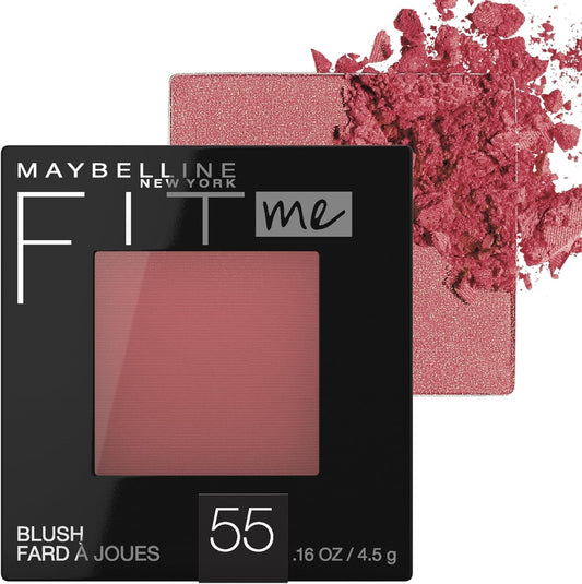 Maybelline Fit Me Powder Blush - Lightweight, Smooth, Blendable, Long-Lasting Formula in Berry, 1 Count