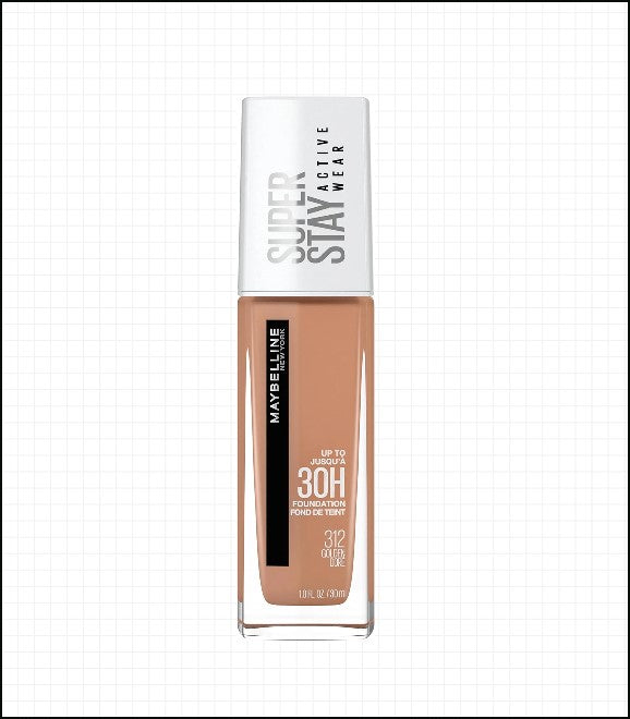 Maybelline Super Stay Full Coverage Liquid Foundation - Active Wear Makeup, 30-Hour Long-Lasting, Transfer, Sweat & Water Resistant, Matte Finish, Golden, 1 Count