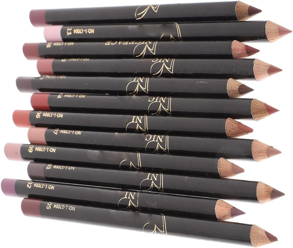 Waterproof and Sweat-Proof Lip Liner Pencil Set - 12 Natural Shades for Precise Lip Shaping